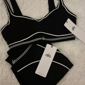 Yoga Black Sports Bra with White Accents
